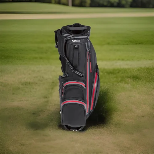 Crivit Wasserabweisendes Golfbag Standbag mit Standmechanismus - Golftasche, wasserabweisend und ideal für Spieler, die auch bei Regen trocken bleiben möchten.