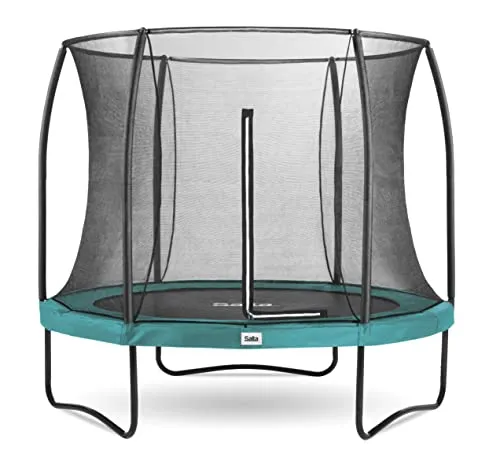 Salta Comfort Edition Trampolin – ⌀213 cm, TÜV geprüft, Schwarz-Grün-Pink - Trampolin für Einsteiger, modernes Design und komfortable Sprungmatte mit 36 Federn für sicheres Springen. Optimaler Schutz durch Sicherheitsnetz und stabile Konstruktion.