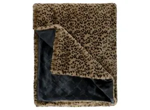 Joop! Plaid J!Leonesse - Elegantes Double Face Design - Bettdecken: Joop! Plaid J!Leonesse in Schwarz, Beige und Hellbraun mit stilvollem Animalprint, 130x170 cm, bietet vielseitige Einsatzmöglichkeiten und höchsten Komfort.