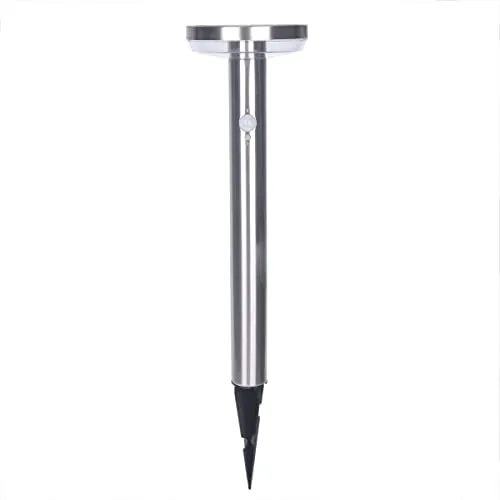 LICHT DISCOUNT LED Solar Gartenlampe Standleuchte | 60 LEDs PE1960 | Solarleuchte warmweiß 3000K | Bewegungsmelder | IP44 | Edelstahl Kunststoff Wegleuchte