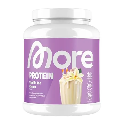 MORE Protein Vanille-Eiscreme 600 g - Mehrkomponenten Protein für Muskelaufbau und -erhalt, cremige Konsistenz durch Casein, hergestellt in Deutschland mit hochwertigen Rohstoffen.