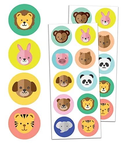 Stück - Sticker Tiere, Aufkleber Kinder - 20 Blätt, 40mm 200