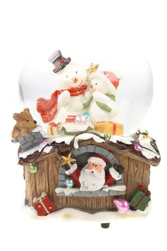 Aufziehbare Schneekugel-Spieluhr 100mm – Weihnachtszauber mit Musik - Schneekugeln mit fröhlichen Schneemännern und Weihnachtsmann, spielt klassische Weihnachtsmusik und erzeugt eine magische Winteratmosphäre.