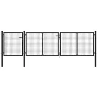 vidaXL Gartentor aus Stahl 400x75cm - Flügeltor in Anthrazit, rost- und korrosionsbeständig, ideal für sicheren Zugang zu Ihrem Garten oder Terrasse, inklusive Schloss und 3 Schlüsseln.