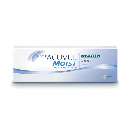 Johnson & Johnson 1-Day Acuvue Moist Multifocal Tageslinsen - Kontaktlinsen für Alterssichtigkeit, bieten exzellente Sehqualität in der Nähe und Ferne, unabhängig vom Pupillendurchmesser.