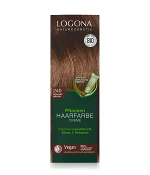 LOGONA Pflanzen-Haarfarbe Creme 240 Nougatbraun - Natürliche Pflanzenhaarfarbe für einen dezenten Braunton mit Rotschimmer. Die sofort anwendbare Color Creme sorgt für intensiven Glanz und gesundes Volumen – ideal für schnelle Ergebnisse ohne Vorbereitung.