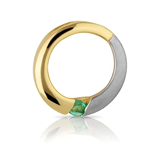 NKlaus Kettenanhänger 333 Gelb Gold 8 Karat Teilmatt echt Smaragd Stein Damen Anhänger