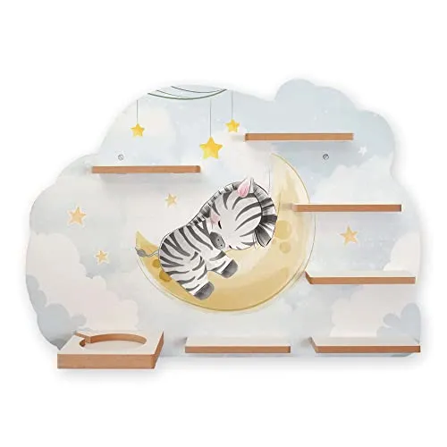 Regal „Kleines Zebra“ geeignet für Toniebox und Tonies inkl. 40 Metallplättchen für Flexible Befestigung der Tonie Figuren (Kleines Zebra)