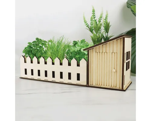Pflanztisch Mini Indoor Kleingarten Pflanzset - Pflanztische für kreative Gärtner: Komplettes Set mit Gartenhaus, Zaun, Erde und Samen für Ihren individuellen kleinen Indoor-Garten.