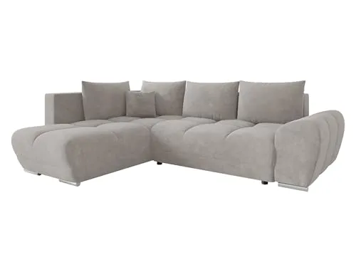 Mirjan24 Ecksofa Fureniz mit Bettkasten, 4 Sitzer L-Form Sofa mit Schlaffunktion, Eckcouch für Wohnzimmer, Couch mit Bettfunktion (Velo 633, Seite: Links)