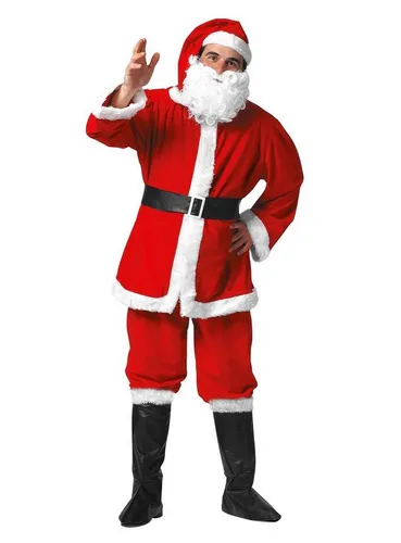 Metamorph Klassisches Weihnachtsmann Kostüm für Herren - Traditionelles, fünfteiliger Weihnachtsmannanzug mit rotem Mantel, Hose und Mütze. Flexibel für Größen M bis XL, ideal für festliche Anlässe. Zubehör wie Bart separat erhältlich.
