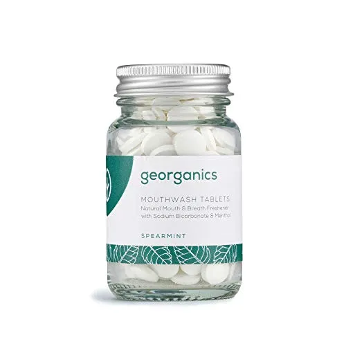Georganics - Pastillas Orgánicas de Enjuague Bucal - Tabletas Refrescantes para el Aliento con Bicarbonato de Sodio y Mentol - Vegano y Cruelty Free, sin Flúor et SLS - Menta Verde - 720 Tabletas