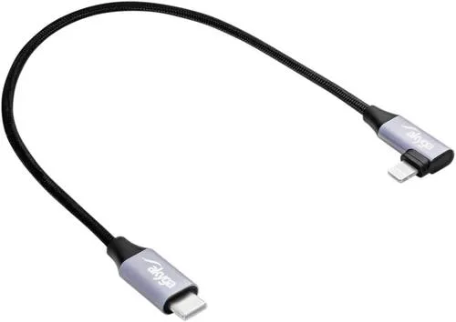 Akyga USB-C zu Lightning Kabel 0,30m Schwarz AK-USB-55 - Praktisches 0,30m Kabel mit abgewinkeltem Lightning-Stecker, ideal für enge Ladeplätze. Robuste Bauweise sorgt für Langlebigkeit und sicheres Laden Ihrer Apple-Geräte.