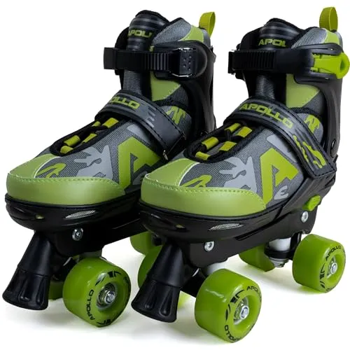 Apollo Champion Adjustable Quad Skate - Verstellbare LED Rollschuhe für Kinder, Größen 31-42 - Die Apollo LED Rollschuhe bieten hohen Komfort und Stabilität mit einem leicht verstellbaren System. Ideal für sportbegeisterte Kinder, wachsen sie über 4 Größen mit und sorgen für Fahrspaß bei jedem Abenteuer.