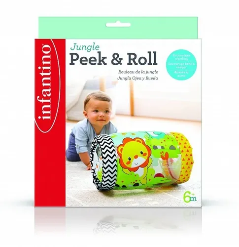 B-Kids Infantino Jungle Roll - Farbenfrohes Zieh- und Schiebespielzeug mit interaktiven Elementen, das die motorischen Fähigkeiten fördert und Spaß beim Spielen bietet.