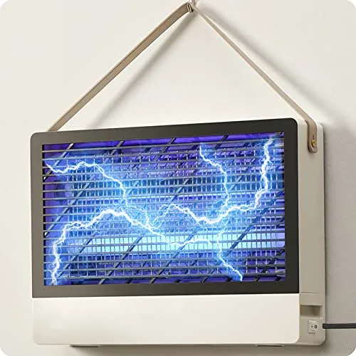 GeckoMan Ruhig Hybrides Spektrum Elektrischer Insektenvernichter - Fliegenabwehr mit 50% weniger Lärm und 4200V Zapping-Leistung. Ideal für kinderfreundliche Innenräume, inklusive 2 Ersatzbirnen für langfristige Nutzung.