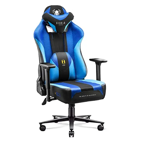 Diablo Gaming Stuhl Stoff X-Player 2.0 - Breite Sitzfläche - Gaming Chair mit 3D Armlehnen - Nacken/- Lendenkissen Wippfunktion - Bürostuhl 160 kg - Pc Gaming Stuhl Ergonomisch - King (XL)