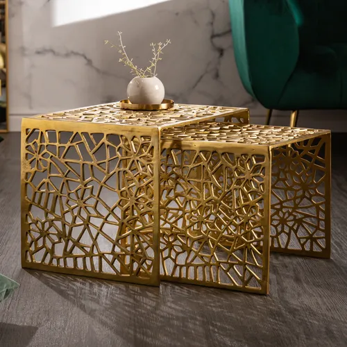 Riess-Ambiente Couchtisch ABSTRACT 50cm gold (Set, 2-St) - Moderne Couchtische für Wohnzimmer, pflegeleichtes Metall-Design in edlem Gold, ideal für stilvolle Akzente und Entspannung.