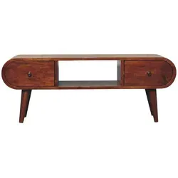 Artisan Furniture Medienanlage aus Massivholz in Kastanienoptik - Elegante Medienanlage aus 100% massivem Mangoholz mit modernem Design. Praktische Schubladen und offener Stauraum bieten Platz für deine Lieblingsobjekte. Ideal für ein stilvolles Wohnzimmer.