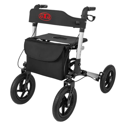 Antar Reise-Rollator AT51036 - Luftbereifung, mehrfach faltbar für den Transport, ideal für Wald- und Feldwege