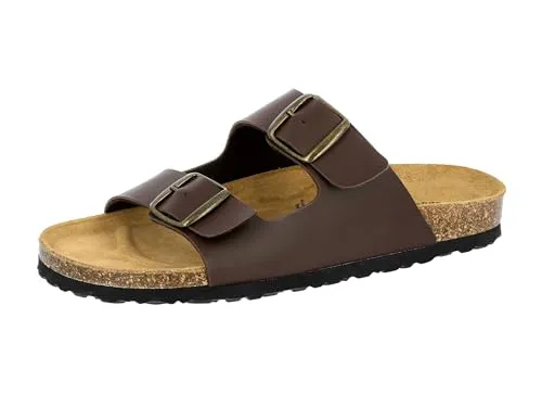 Lico Herren Bioline Man Pantoletten, Braun, 48 EU - Wanderschuhe mit verstellbaren Schnallen und dämpfungsaktiver EVA-Laufsohle für optimalen Komfort beim Tragen.