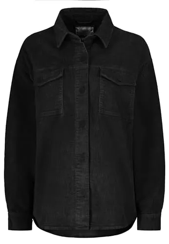 Eight 2 Nine Damen Cord Hemdjacke – Lässige Cordjacke mit Knopfleiste Black S