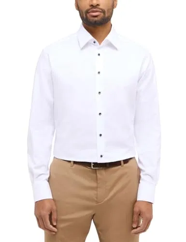 ETERNA Herren Hemd MODERN FIT 1/1 weiß - Herrenhemden in Modern Fit, bügelfrei und mit Kombimanschette, perfekt für einen gepflegten Look im Büro oder Freizeit.