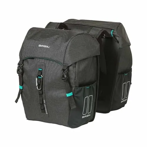 Basil Doppelpacktasche - 18 L, leicht und kompakt mit wasserdichter Regenhülle und Karabiner für Zubehör