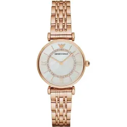 Emporio Armani AR1909 Damenuhr mit Perlmutt-Zifferblatt - Armbanduhren für Damen mit elegantem Roségold-Armband und 12-Stunden-Zifferblatt. Perfekt für jeden Anlass – von lässig bis formell.