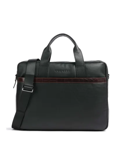 bugatti Corso DeLuxe Aktentasche groß aus echtem Leder, schwarz - Aktentaschen mit viel Platz für Laptop und mehr, handgefertigt aus hochwertigem Rindleder mit stilvoller Kroko-Prägung - ideal für den Arbeitsalltag.