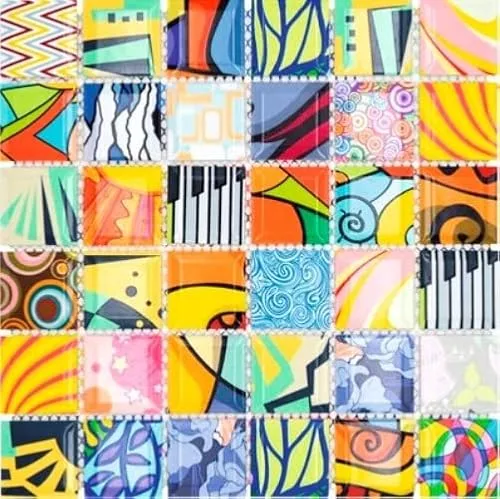 Keramik Mosaik Fliese Bunte Retro Style Mosaikfliesen POP UP ART Design Wandverkleidung Fliesenspiegel