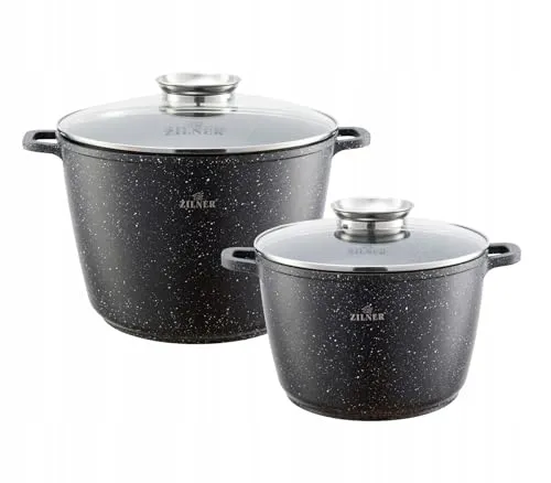 Zilner Set aus zwei großen marmorierten Töpfen 6,2L/10,2L induktions Töpfe Set,Kochtöpfe, Töpfe Induktion |Kochgeschirr Set,Topfset induktionsgeeignet ZL-007011