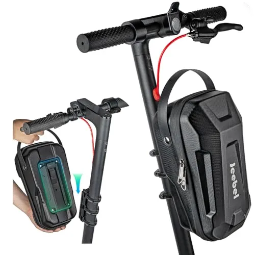 Jeebel 3/4/5L E-Scooter Tasche – Große wasserdichte Lenkertasche mit Schnellverschluss - Praktische Lenkertasche mit 4,5L Volumen für Elektroroller. Schnelle Montage, robustes EVA-Material und reflektierende Elemente für mehr Sicherheit bei Nachtfahrten.