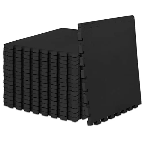 ProsourceFit extra Dicke Puzzle-Übungsmatte, 2,5 cm, Eva-Schaum, ineinandergreifende Fliesen für schützende, gepolsterte Workout-Bodenbeläge für Heim- und Fitnessgeräte, Schwarz, 3 Stück