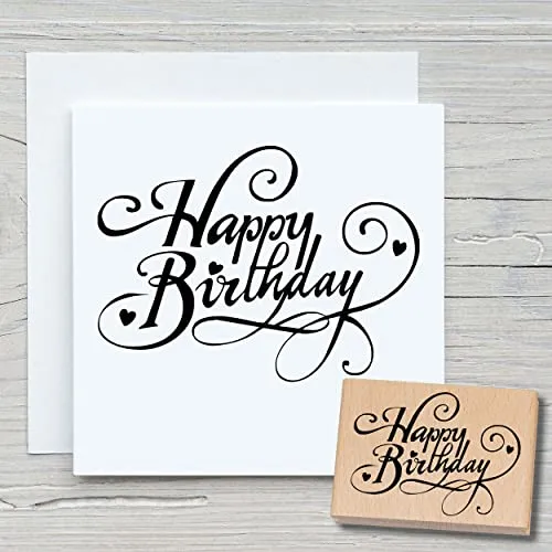 Stempel Happy Birthday - Motivstempel Holzstempel Scrapbooking Karten Geburtstag
