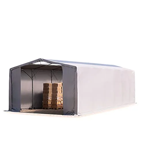 TOOLPORT Outlander 8x12m Zelthalle – Flexibles Lagerzelt in Grau - Robuste 8x12m Zelthalle aus hochwertiger PRIMEtex-Plane. Ideal für Fahrzeuge und Maschinen. Wetterfest, reißfest und einfach aufzubauen – eine flexible Lösung für jeden Einsatz!