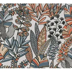 A.S. Création Vliestapete Antigua Tapete Floral, leicht strukturiert, gemustert, matt, neutral, (1 St), Pflanzen Tapete mit Blättern Retro Tapeten Wohnzimmer modern Flur Büro blau|bunt