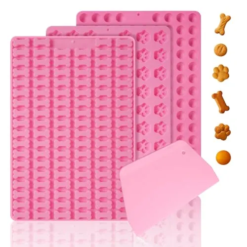 Torven 3 Stücke Backmatte Hundekekse, Leicht Zu Reinigende Backmatten Für Hundeleckerlies, Knochenform Klauenform Runde Form Diy-Haustier-Snacks, Schokolade, Kekse, Eiswürfel, Bpa-Frei