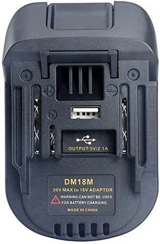 TPDL Adapter für Dewalt 18V Akku zu Geeignet für Makita Werkzeuge, und für Milwaukee M18 Akku zu Geeignet für Makita 18V Werkzeuge mit USB-Anschluss DM18MA-Adapter