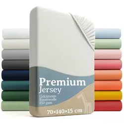 Laleni Spannbettlaken Premium für Beistellbett - Atmungsaktives Spannbetttuch, Gummizug: rundum, (2 Stück), 100% Baumwolle (150 g/m) beige 60-70 cm x 120-140 cm