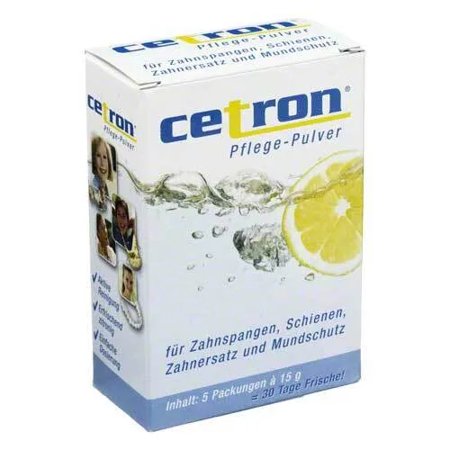 Cetron Reinigungspulver 75 G - Arzneimittel zur effektiven Reinigung von Zahnspangen und Zahnersatz. Frischt mit zitronigem Duft auf und entfernt mühelos Ablagerungen und Verfärbungen.