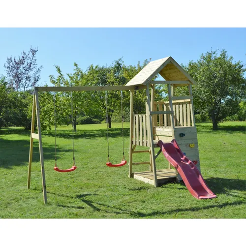 Wendi Toys Spielturm Salamander - Spielplatz Spielturm für Kinder von 4 bis 10 Jahren, mit Haus auf Stelzen für viel Platz zum Toben und Rückzugsmöglichkeiten.