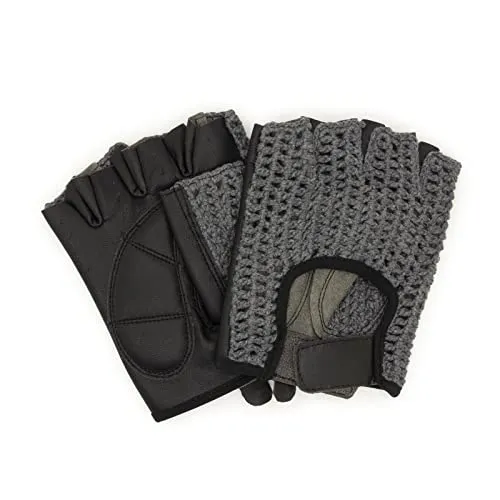 Adapter Universe Autofahrer Handschuhe Retro Vintage Leder Fingerlose Fahrerhandschuhe Fahrrad Grau