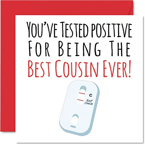 Stuff4 Lustige Geburtstagskarten Cousin – Postive Best Cousin Ever – Witz Happy Birthday Karte Cousin aus Verwandten Cousin Geburtstagsgeschenke 145 mm x 145 mm Geburtstagsgrußkarten Geschenk Cousin
