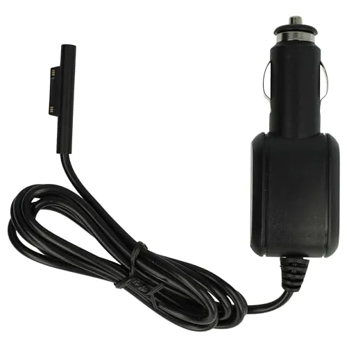vhbw KFZ-Ladekabel kompatibel mit Microsoft Surface Studio 2, Pro 8, Pro X, Pro 5, Pro 7, Pro 6 Tablet - 12V Ladegerät Schwarz