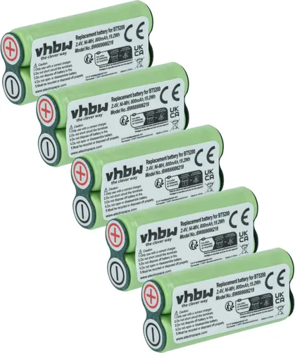 vhbw 5x Akku kompatibel mit Philips 7886XL, 7887XL, 7867XL, 7885XL, 8831XL, 8845XL, 875RX, 8825XL, 825RX, 835RX Rasierer (800 mAh, 2,4 V, NiMH)