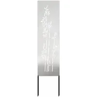 vidaXL Garten Sichtschutz-Leinwand Floral Silber 32 x 140 cm - Gartenzäune mit dekorativem Design, bietet Privatsphäre und ist aus robustem Edelstahl gefertigt – ideal für stilvolle Gärten und Terrassen.
