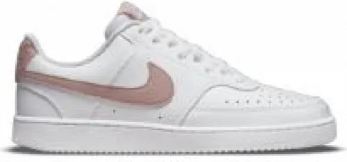 Nike Damen Court Vision Low Next Nature Sneaker, White/PINK Oxford, 38 EU - Damen-Sneaker mit widerstandsfähiger Gummisohle im angesagten Retro-Stil, ideal für Alltag und Freizeit.