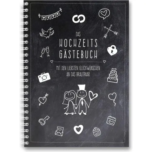 familiawedding Black-Doodle Design Gästebuch zur Hochzeit - Hochzeitsgästebuch im modernen Design mit lustigen Fragen zum Ausfüllen, perfekt für unvergessliche Erinnerungen in A4 Format.