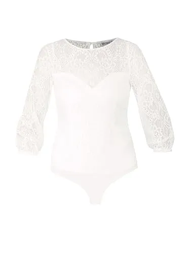 MarJo Damen Body RÖHRMOOS Offwhite 34 - Traditionelle Bekleidung, eleganter Trachtenbody mit 3/4 Arm aus 100% Nylon für optimalen Tragekomfort und Pflegeleichtigkeit.